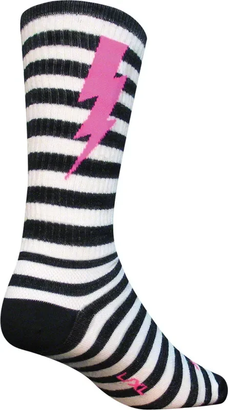 SockGuy Wool Lightning Socks 8 inch Black White Large X-Large TurboWool
