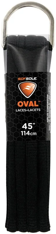 Sof Sole Athletic Laces Black 45″ Oval Laces for Footwear Maintenance