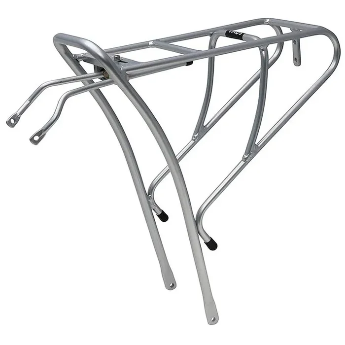 Soma Deco 2 Rear Bicycle Rack – Tubular Aluminum, Matte Silver/Black, Durable Cargo Carrier with Light Bracket, Fits 26” to 700c Gravel Bikes