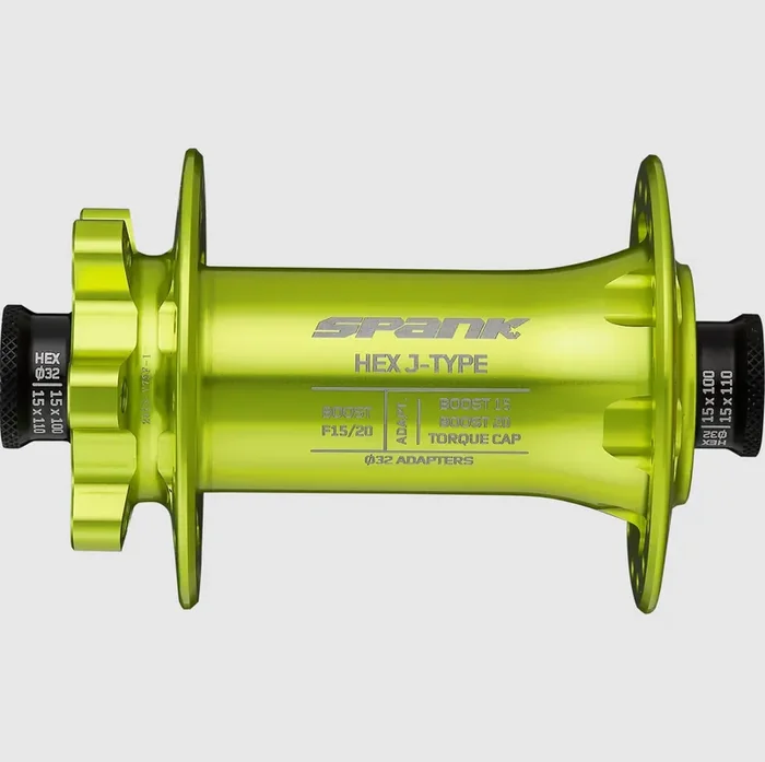 Spank HEX J-TYPE Boost F15/20 Front Hub Green Oversized Bearings