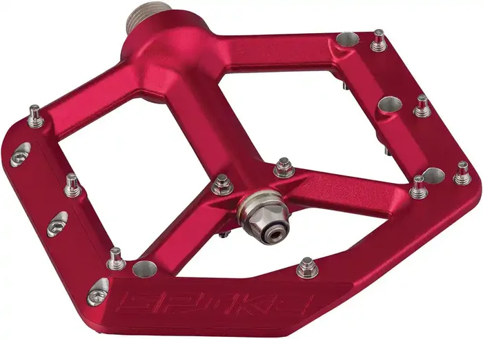 Spank Spike Mountain Bike Platform Pedals 9/16″ Aluminum 20 Replaceable Pins Red