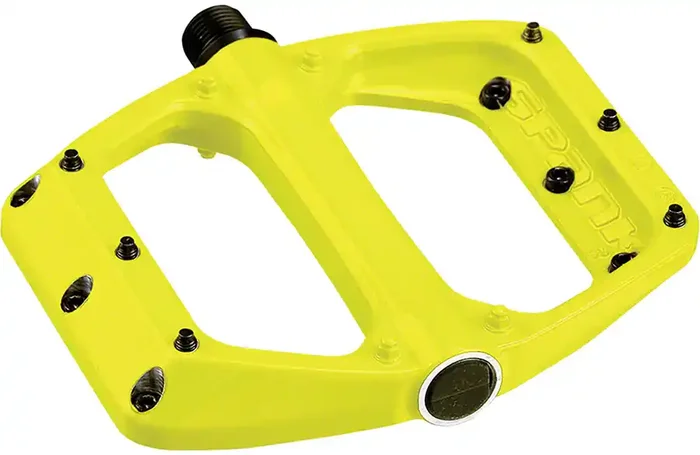 Spank Spoon DC Platform Pedals 9/16″ Concave Alloy Body Replaceable Pins Yellow