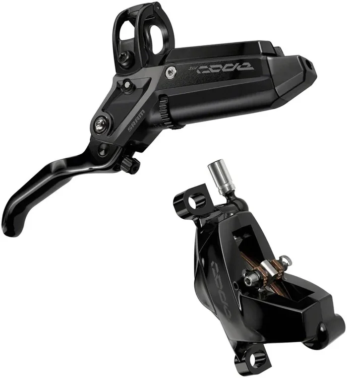 SRAM Code Silver Stealth Disc Brake and Lever – Front, Post Mount, 4-Piston, Aluminum Lever, SS Hardware, Black, C1