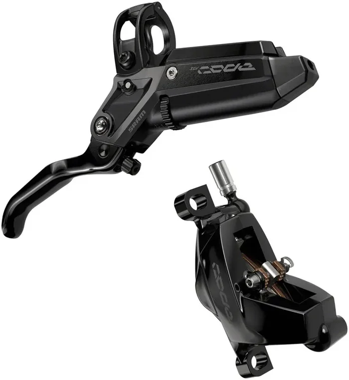 SRAM Code Silver Stealth Disc Brake and Lever – Rear, Post Mount, 4-Piston, Aluminum Lever, SS Hardware, Black, C1