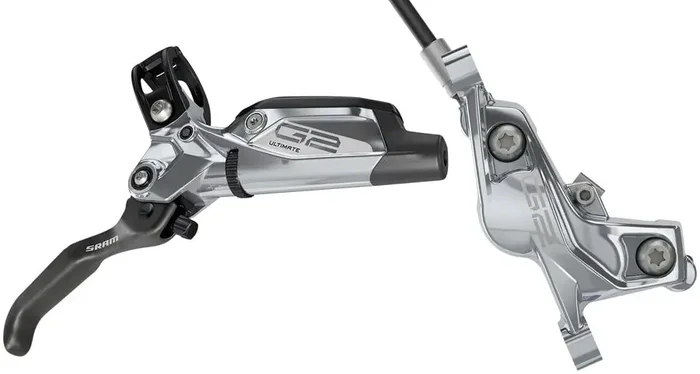 SRAM G2 Ultimate Disc Brake and Lever – Front, Hydraulic, Post Mount, Carbon Lever, Titanium Hardware, Polar Grey