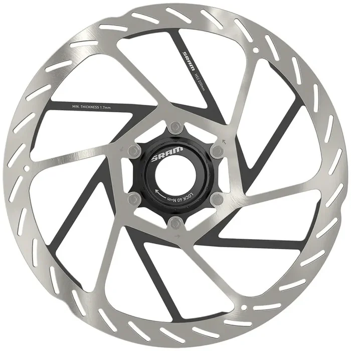 SRAM HS2 Disc Brake Rotor – 220mm, Center Lock, Rounded, Silver/Black