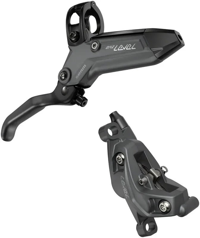 SRAM Level Bronze Stealth Hydraulic Disc Brake Set – Rear & Front, 4-Piston Aluminum Calipers, Post Mount, Organic Pads, Dark Polar