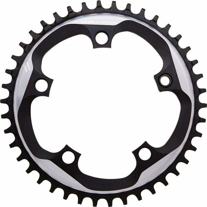 SRAM X-Sync Chainring 42 Teeth 110mm BCD Polished Grey/Matte Black, Includes Bolt and Nut for Hidden Position Hole