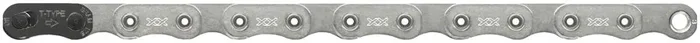 SRAM XX Eagle T-Type Flattop Chain – 12-Speed, 126 Links, Hollow Pin, Includes PowerLock Connector, PVD Coated, Silver