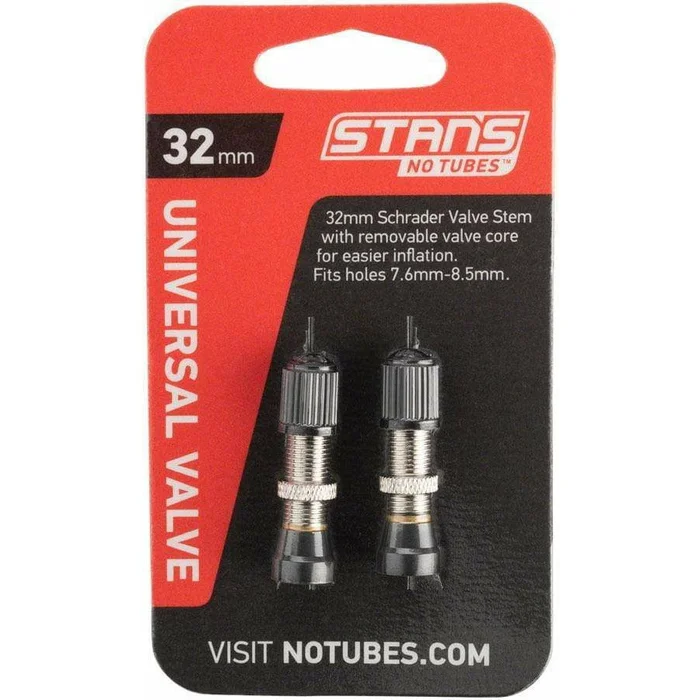 Stan’s No Tubes Stans Tubeless Universal Valve Stems – Brass 32mm Universal Schrader Pair