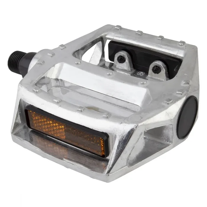 Sunlite MX Alloy Platform Pedals 9/16″ Non-Slip Body Toe Clip Compatible Silver