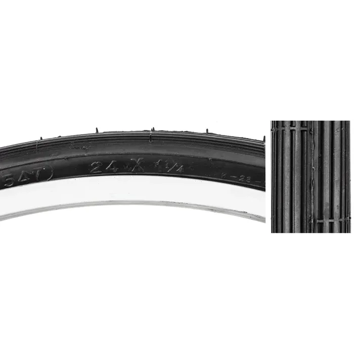 Sunlite Street S6 24×11/4 S5/6 Clincher Wire 50 Black/Black Reflective BMX Bike
