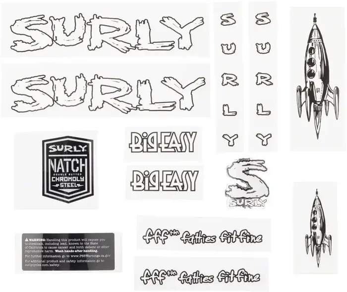 Surly Big Easy Frame Decal Set – White, with Rocket
