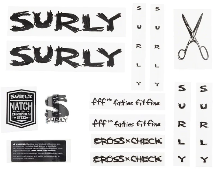 Surly Cross Check Frame Decal Set (Black) (w/Scissors)