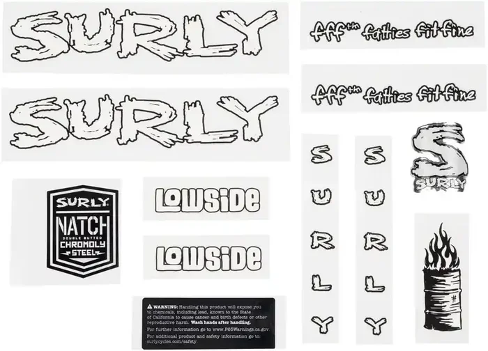 Surly Lowside Frame Decal Set – White