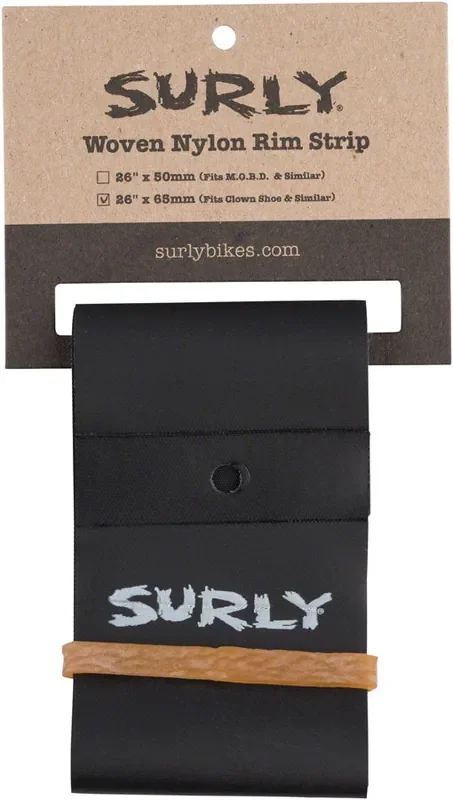 Surly Rim Strip For Clown Shoe Rim, Nylon, 65mm wide, Black