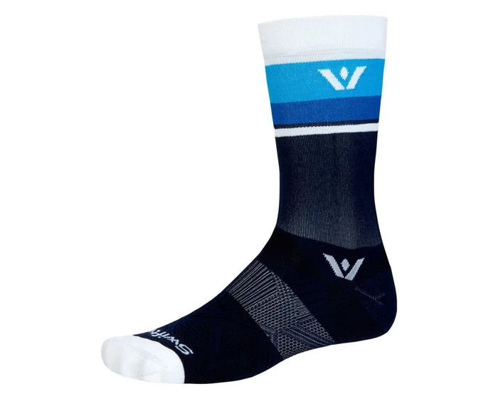 Swiftwick Aspire Crew Socks (Navy/White) (L)