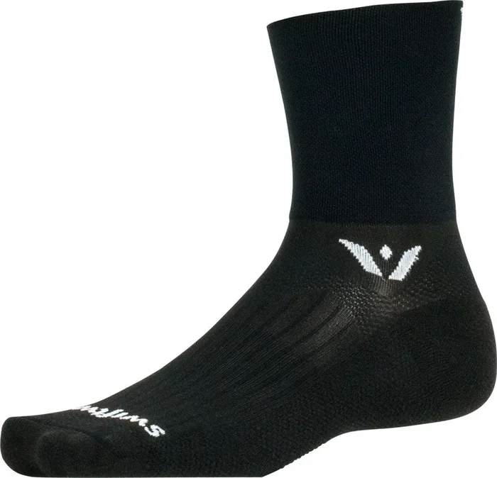 Swiftwick Aspire Quarter Crew Socks – 4″, Black, X-Large