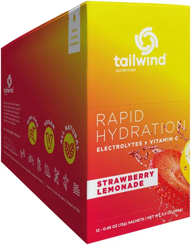 Tailwind Rapid Hydration Drink Mixes – Electrolyte & Vitamin C Enhanced Water Replacements, Light Fruit Flavors, Box of 12 Single-Servings