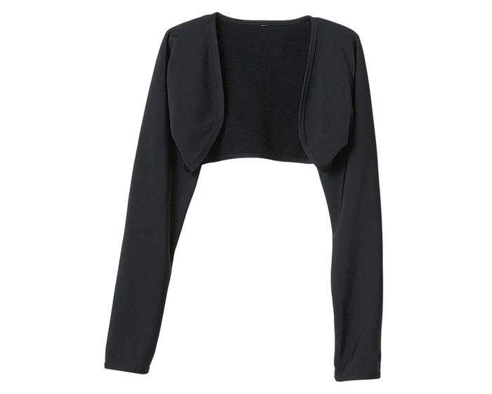 Terry Women’s Thermal Bolero Long Sleeve Top (Black) (S/M)