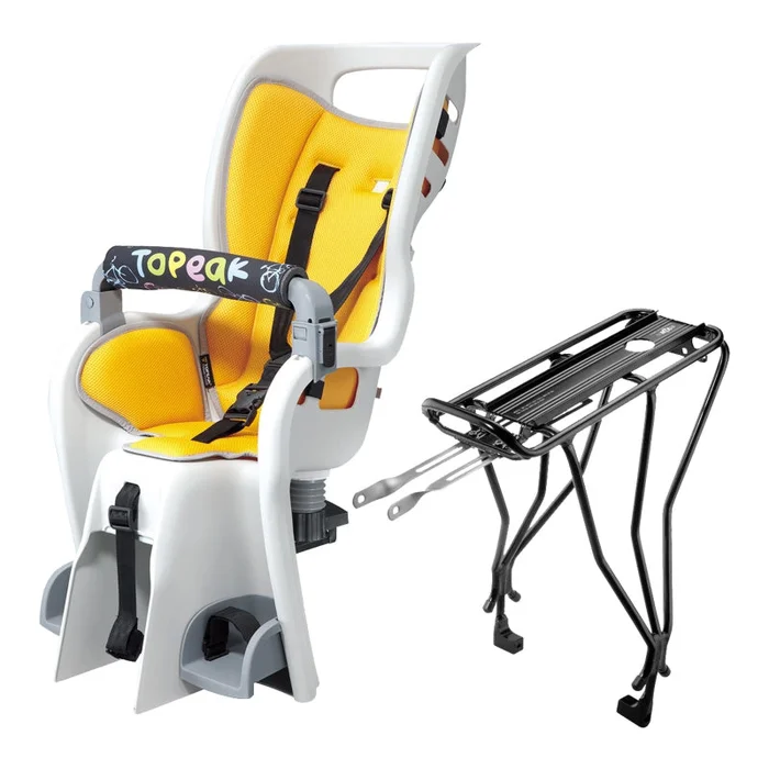 Topeak Baby Seat II Child Seat With Disc Compatible Rear Rack – Fits 26″ MTX 2.0 Gray/YLW