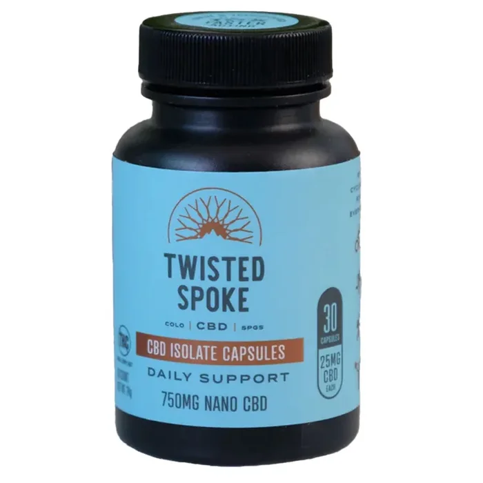 Twisted Spoke CBD Isolate CBD Nano Capsules, 60ct – 25mg