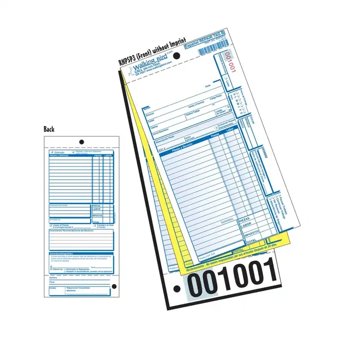 Walking Bird Publications Compact Repair Tags w/o Imprint 250/pk Blank – Full Claim 250 4-1/4in x 9-1/8`