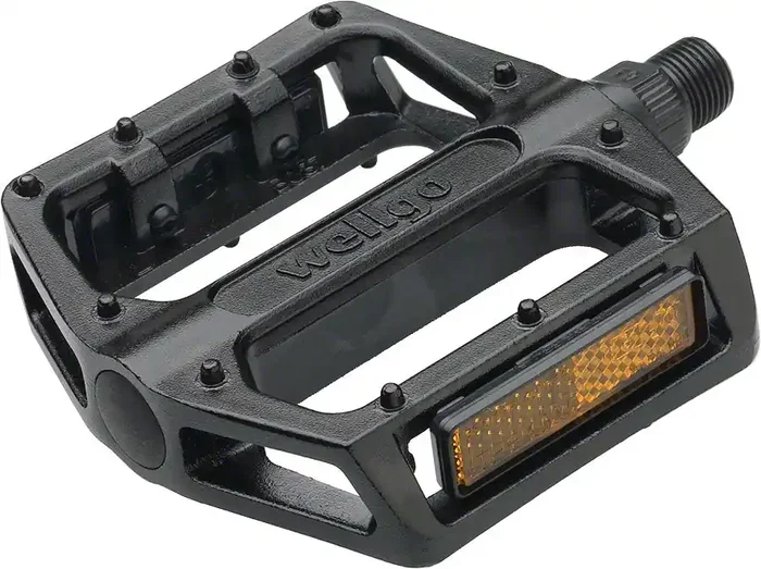 Wellgo B087 BMX/Mountain Platform Pedals 9/16″ Aluminum Body Molded Pins Black