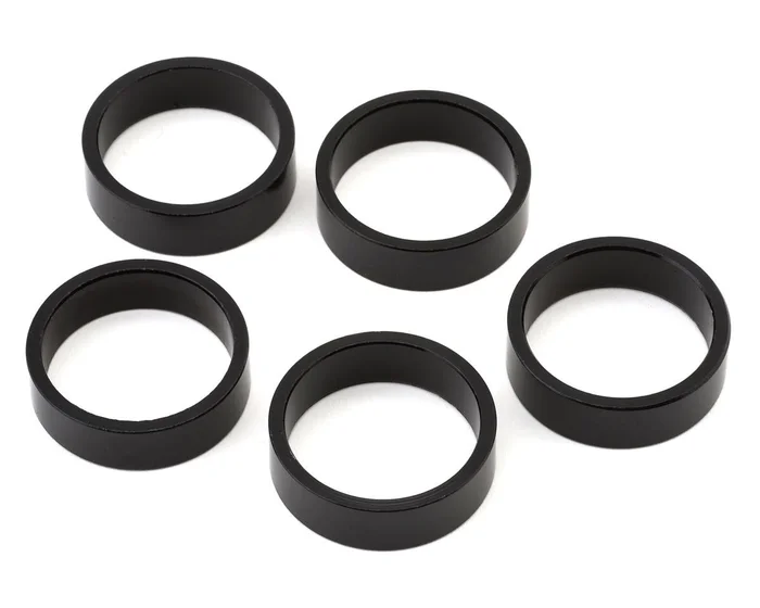 Wheels Manufacturing Aluminum Headset Spacer (Black) (1-1/8”) (10mm) (5 Pack)