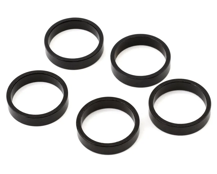 Wheels Manufacturing Aluminum Headset Spacer (Black) (1-1/8”) (7.5mm) (5 Pack)