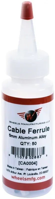 Wheels Manufacturing Cable Housing Ferrule – Alloy, 5mm, Bottle of 50