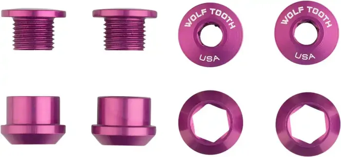 Wolf Tooth 1x 6mm Chainring Bolt Purple, Set of Four, Dual Hex Fittings