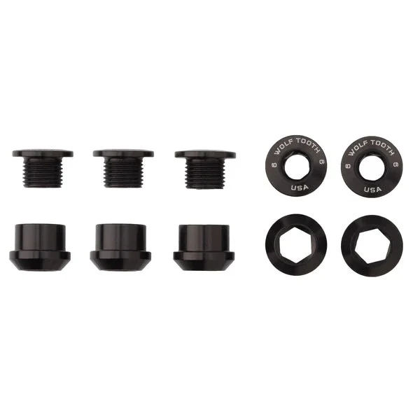Wolf Tooth 1x Chainring Bolt Set – 6mm Dual Hex Fittings Set/5 Black
