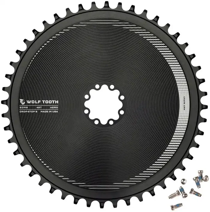 Wolf Tooth Aero Direct Mount Chainring – 48t, Direct Mount SRAM 8-Bolt, Drop-Stop B, Black