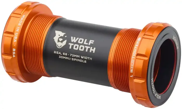 Wolf Tooth Bottom Bracket – English (BSA), 68/73mm, For 30mm Spindle, Orange