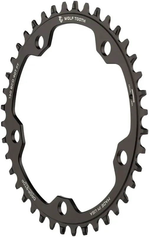 Wolf Tooth Chainring 40t 130 BCD 5-Bolt 10/11/12-Spd Alloy Blk Road Cyclocros