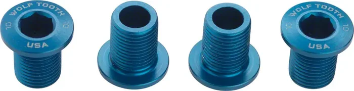Wolf Tooth Chainring Bolts for 104 x 30T Rings (10 mm long) 4-Pieces, Blue