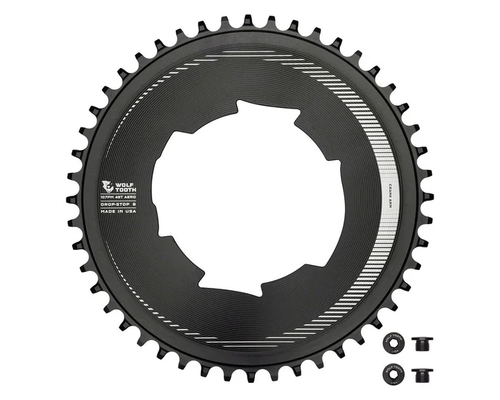 Wolf Tooth Components Aero Chainring (Black) (Drop-Stop B) (Single) (48T) (For SRAM 107 BCD Cranksets)