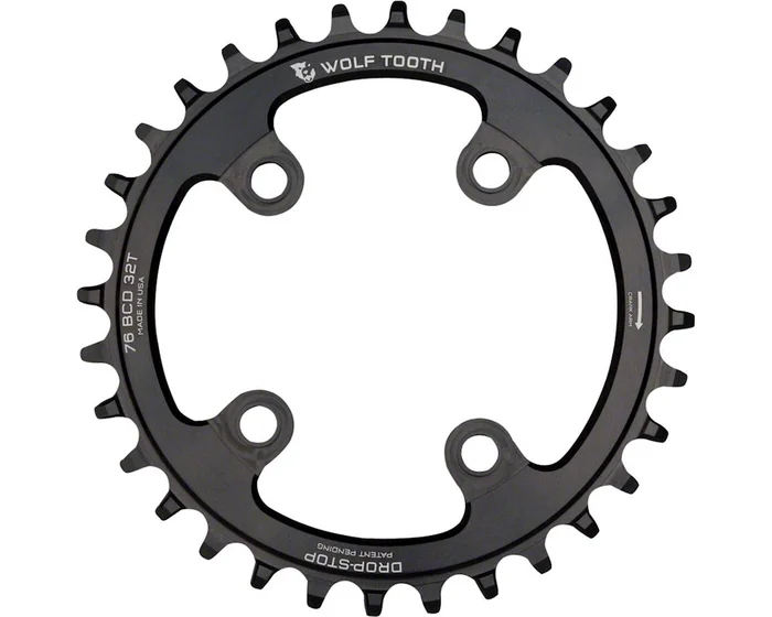 Wolf Tooth Components Chainring (Black) (76mm BCD) (Drop-Stop A) (Single) (32T) (SRAM XX1, Cannondale, Specialized Stout)