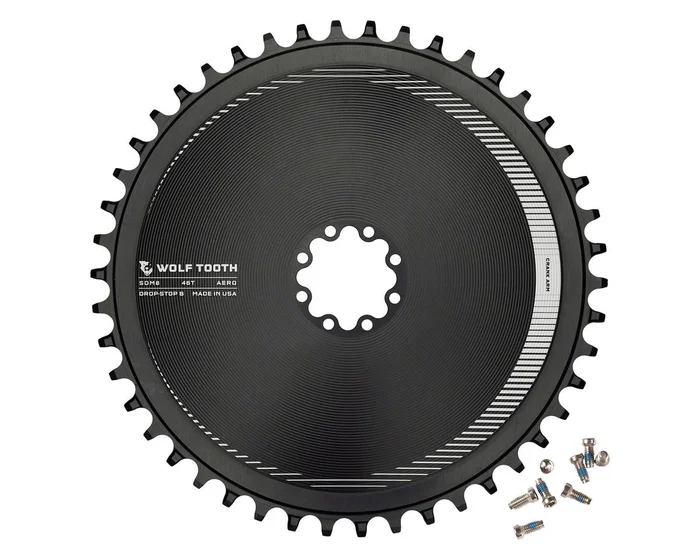 Wolf Tooth Components Direct Mount Aero Chainring (Black) (Drop-Stop B) (Single) (46T) (For SRAM 8-Bolt Cranksets)