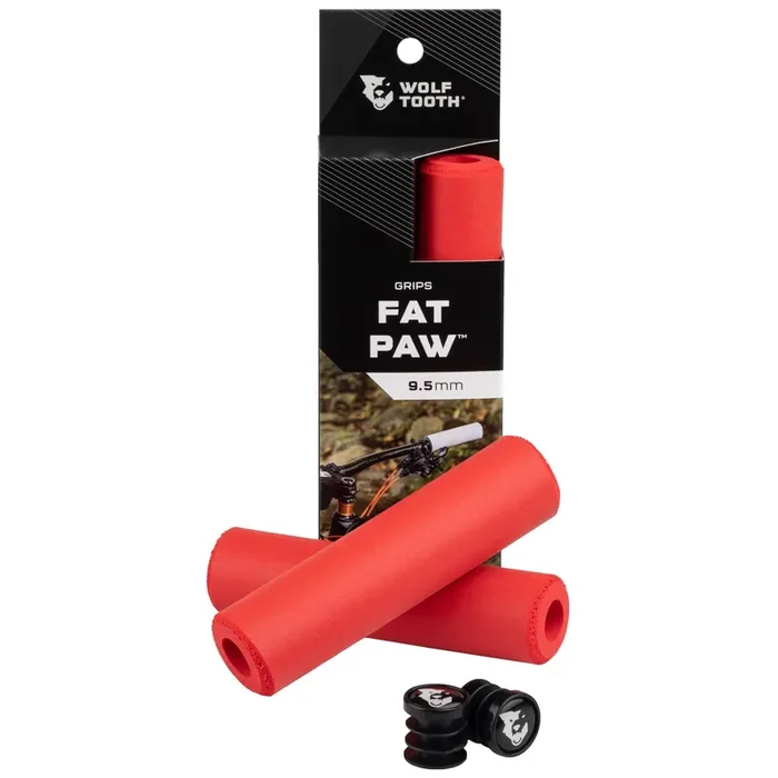 Wolf Tooth Components Fat Paw Grips 135mm Length 9.5mm Grip Thickness Red