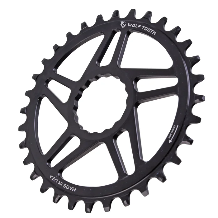 Wolf Tooth Direct Mount Chainring – 34t RaceFace/Easton CINCH Direct Mount Boost 3mm Offset Requires 12-Speed Hyperglide+ Chain BLK