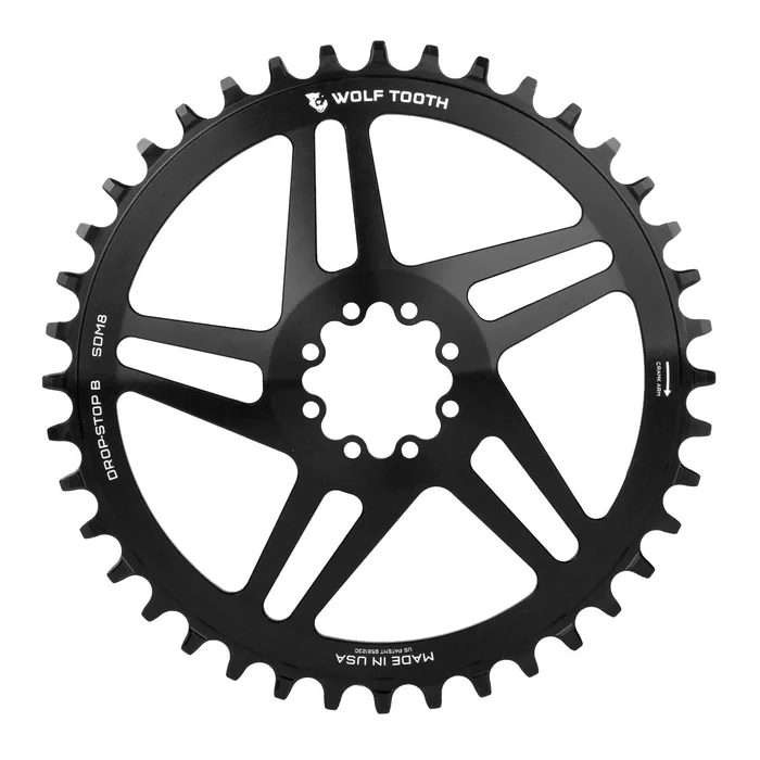 Wolf Tooth Direct Mount Chainring – 44t SRAM Direct Mount Drop-Stop B For SRAM 8-Bolt Cranksets 6mm Offset BLK