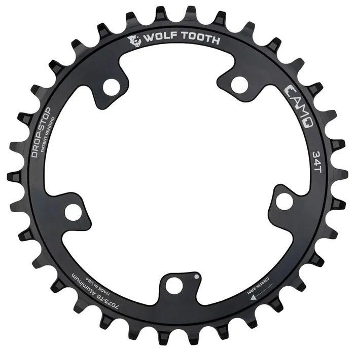 Wolf Tooth Drop-Stop Round Chainring 36T CAMO System Aluminum Black MTB