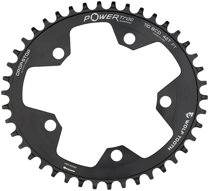 Wolf Tooth Elliptical Chainring 42t 110 BCD 5-Bolt 10/11/12-Spd Eagle Compatible