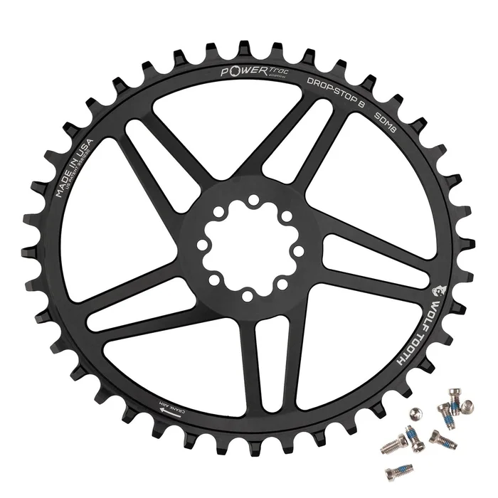 Wolf Tooth Elliptical Direct Mount Chainring – 44t SRAM Direct Mount Drop-Stop B For SRAM 8-Bolt Cranksets 6mm Offset BLK