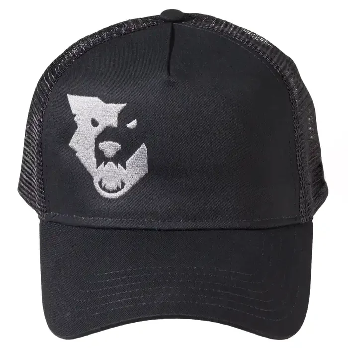 Wolf Tooth Logo Trucker Hat – Snapback Style, One Size Fits All, Black