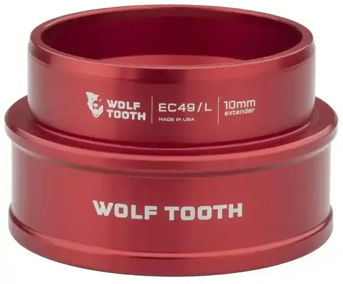 Wolf Tooth Lower Headset Cup Extender – EC49/40 Lower, 10mm, Aluminum, Red
