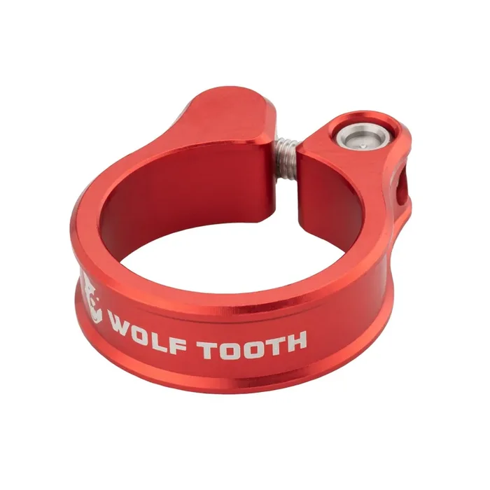 Wolf Tooth Seatpost Clamp – 38.6mm, Aluminum, M5 Stainless Bolt, Red