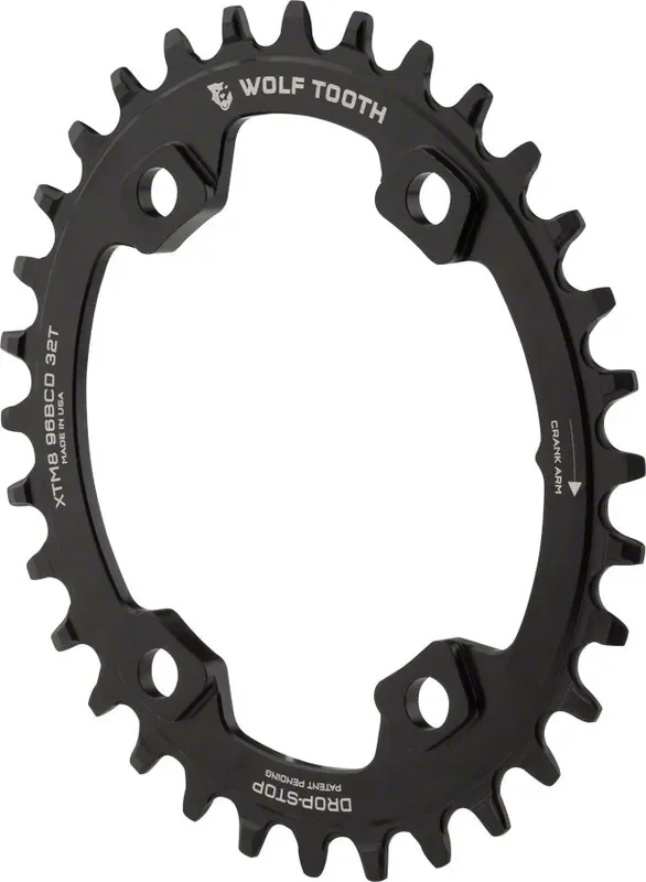 Wolf Tooth Shimano Elliptical Chainring 32t 96 BCD 4-Bolt Alloy M8000 M7000